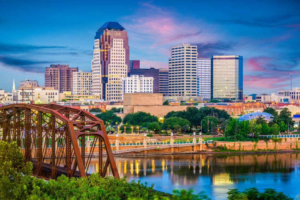 A skyline shot of Shreveport, Louisiana.