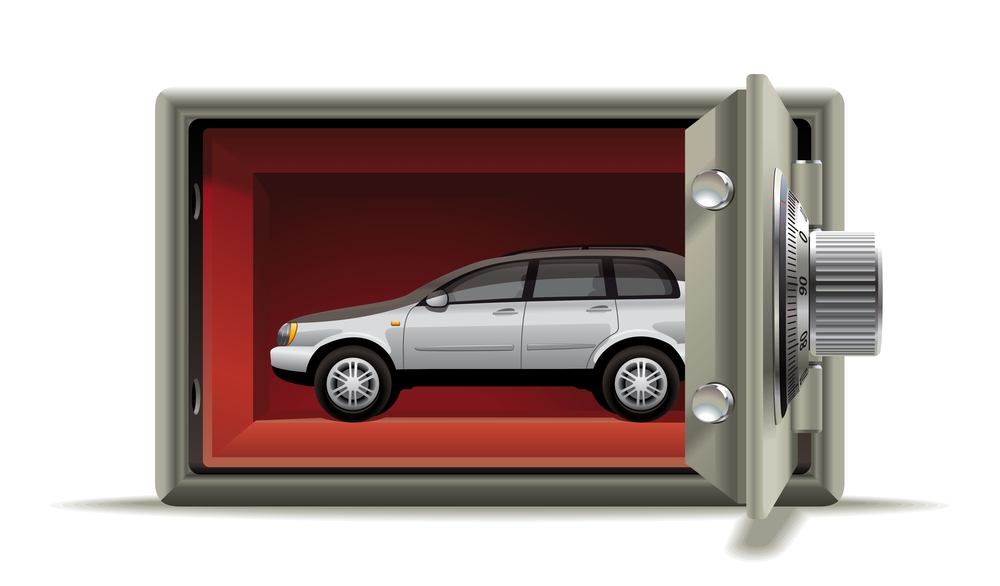 drawn up car in a safe