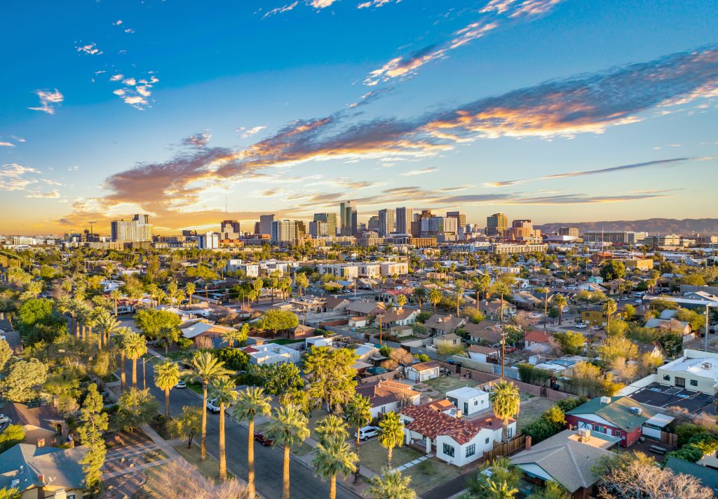 An aerial shot of Phoenix, Arizona.